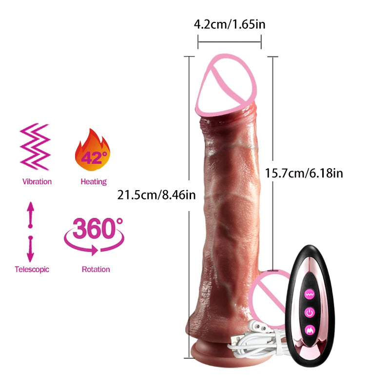 Realistic Vibration Dildo Telescopic Penis Anal Plug Vibration