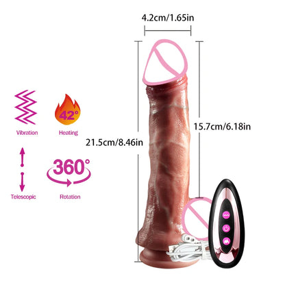 Realistic Vibration Dildo Telescopic Penis Anal Plug Vibration