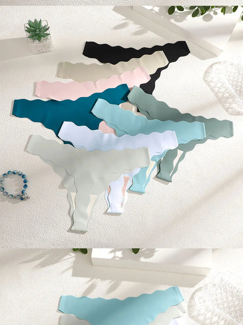 FINETOO 4Pcs Women's Sexy Panties Ice Silk Satin