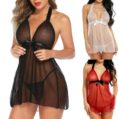 Ladies Lace Sexy Sling Nightdress Sheer