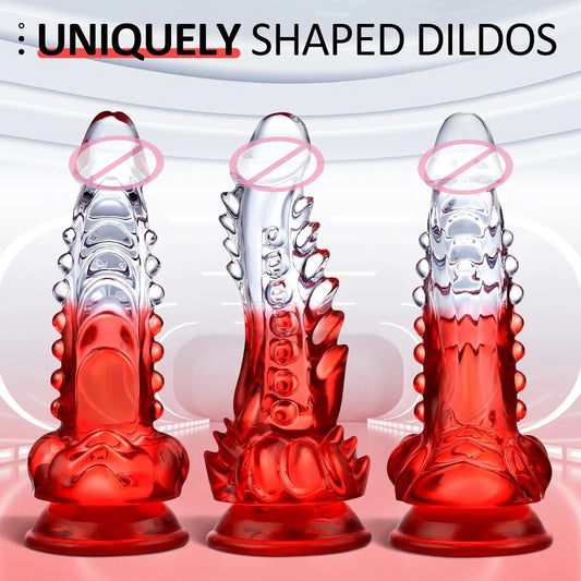 Clear Realistic G-spot Monster Dildo with Suction Cup