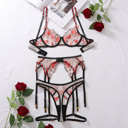 Women Sexy Lingerie Mesh Embroidery Printing Patchwork Micro