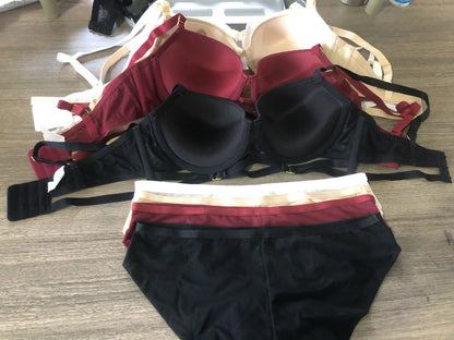 Sexy Lingerie Cross Bandage Push Up Smooth Bra Underwear Set
