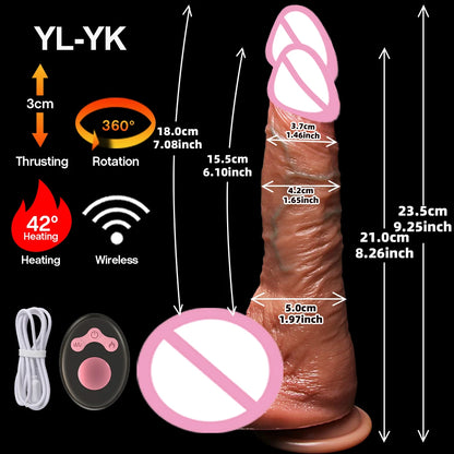 Realistic Dildo Telescopic Vibrator Female Thrusting Sex Toys