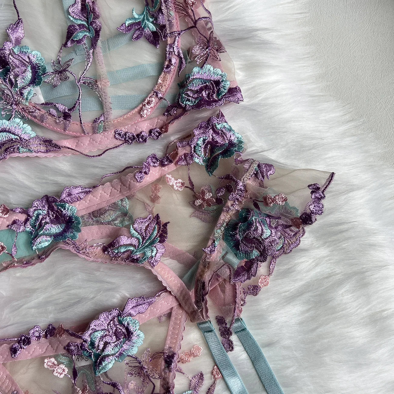 Hot Sexy lingerie Embroidered patchwork straps erotic lingerie