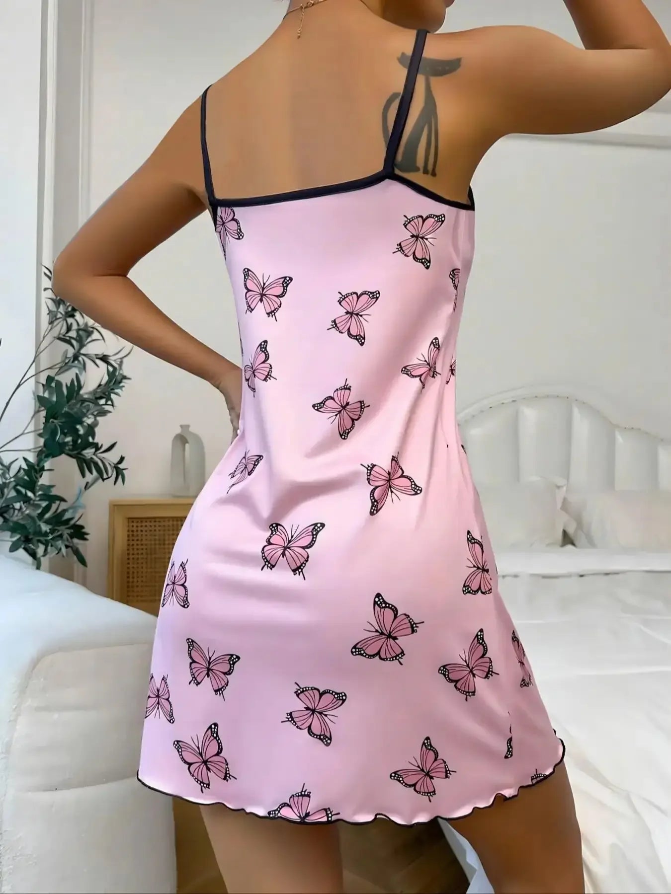 Butterfly Printed Slip Nightdress