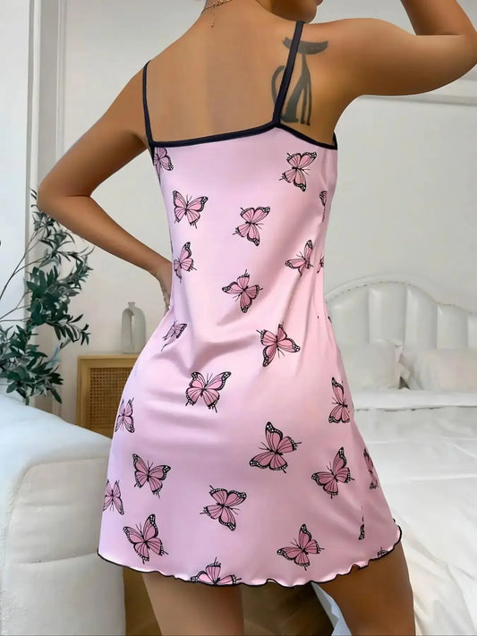 Butterfly Printed Slip Nightdress