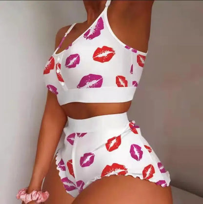 2 Pieces Set Women's Pajama Shorts Suit