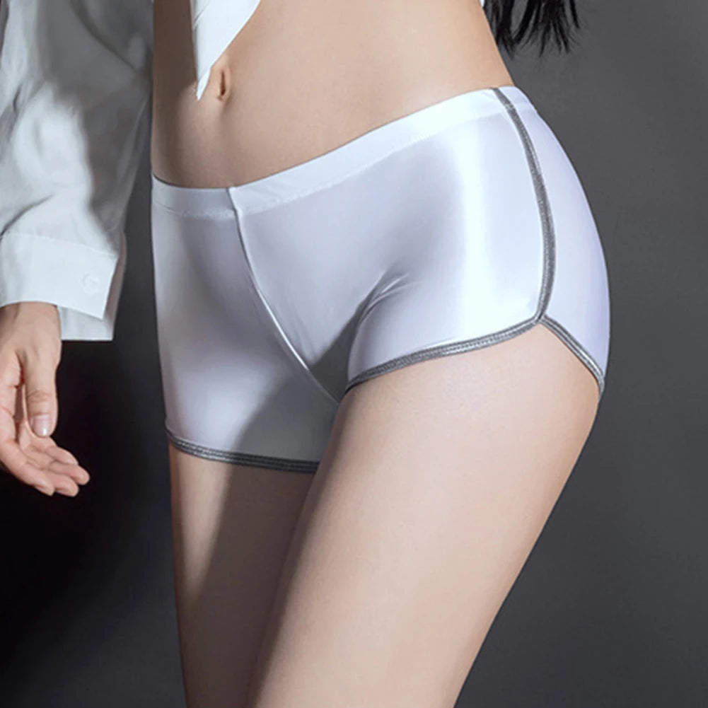 Sexy Lingerie Woman Body Oil Shiny Glossy Safety Short Pants