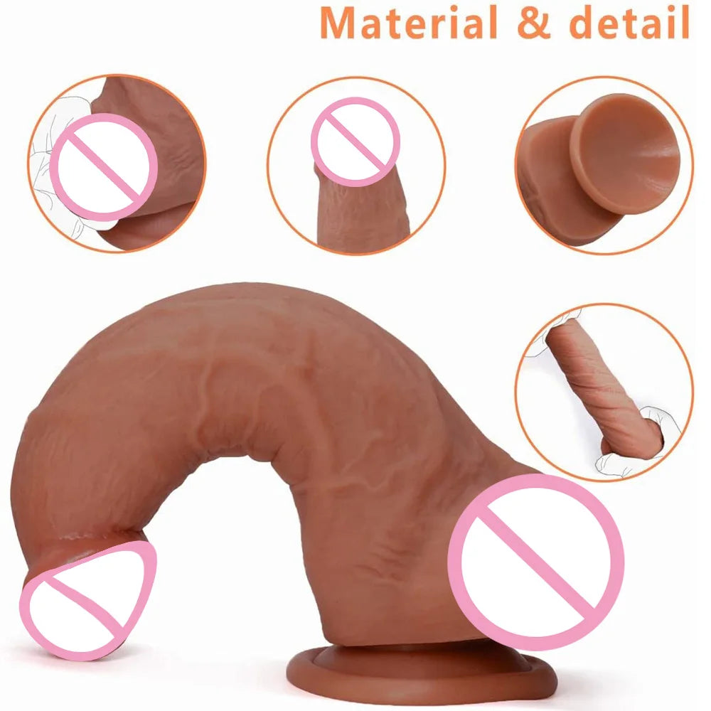 7 Inch Realistic Silicone Thick Dildo Big Dick Double Penetration
