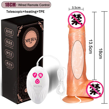 Big Dildo Vibrator Rechargeable Artificial Penis Telescopic Swing