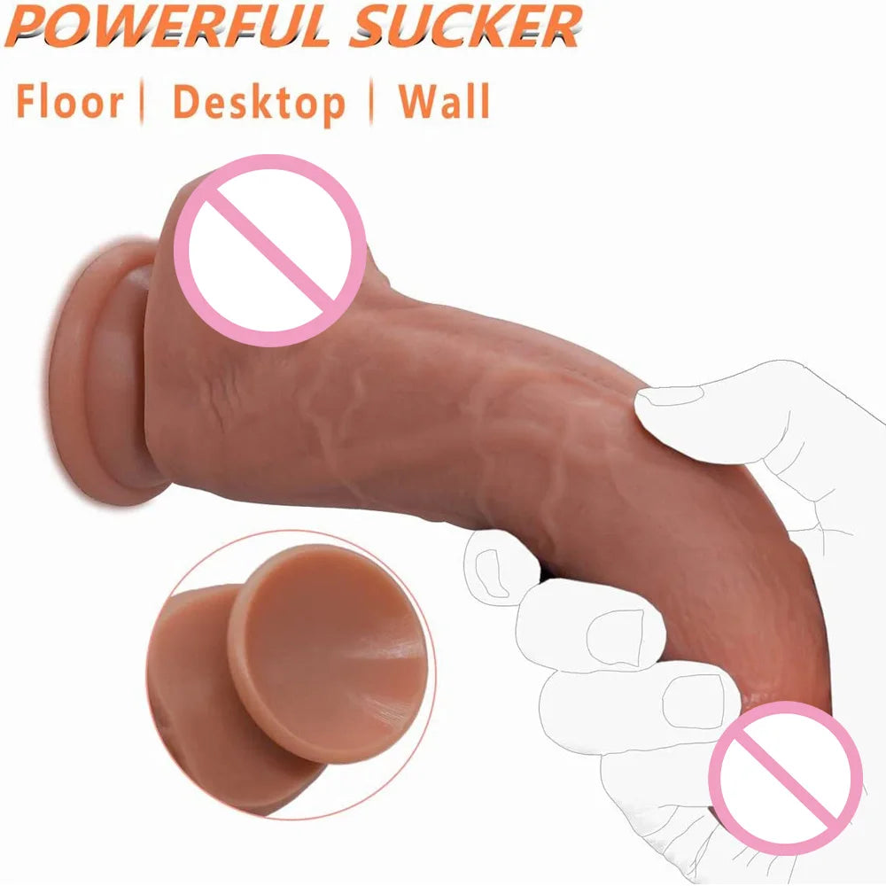 7 Inch Realistic Silicone Thick Dildo Big Dick Double Penetration