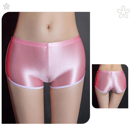 Sexy Lingerie Woman Body Oil Shiny Glossy Safety Short Pants