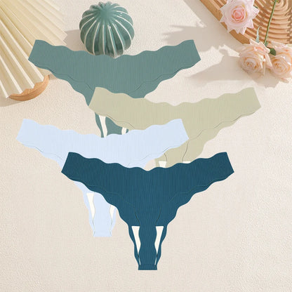 FINETOO 4Pcs Women's Sexy Panties Ice Silk Satin