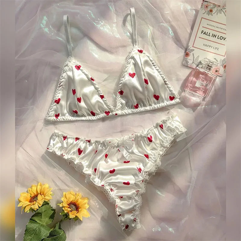 Soft  Satin Lingerie Set Sexy Women Underwear