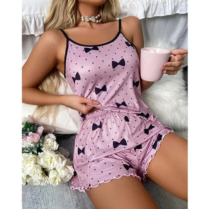 Pijamas Women Sexy Lingerie Set Sling Nightdress Silk Satin Sleepwear