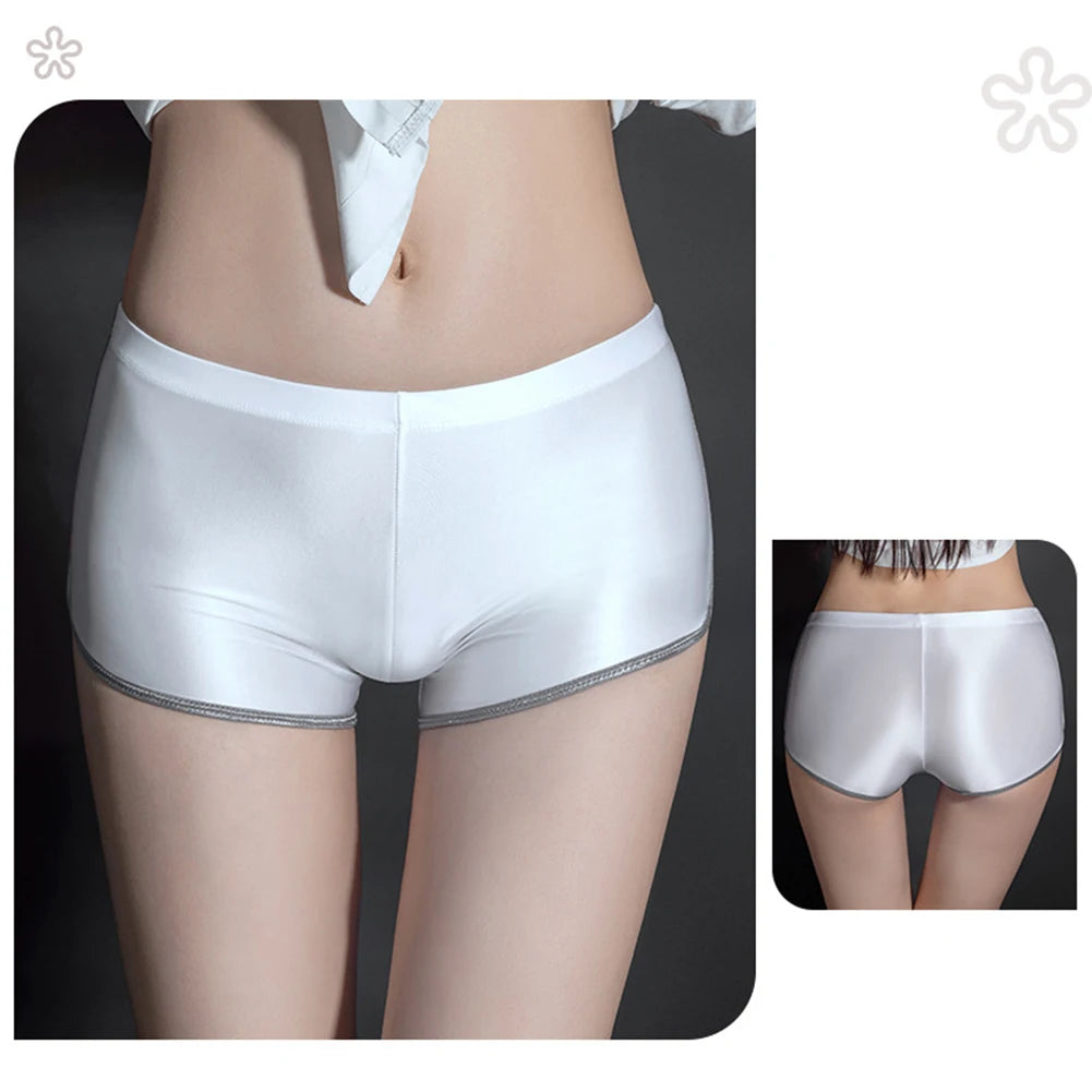 Sexy Lingerie Woman Body Oil Shiny Glossy Safety Short Pants