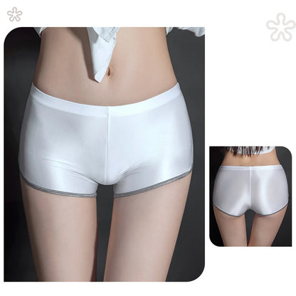 Sexy Lingerie Woman Body Oil Shiny Glossy Safety Short Pants