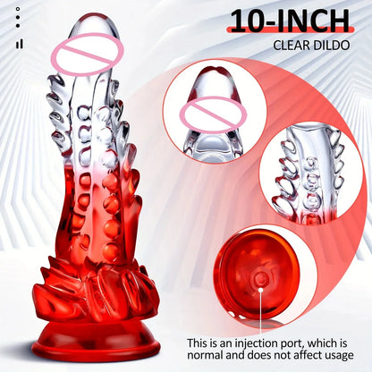 Clear Realistic G-spot Monster Dildo with Suction Cup
