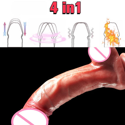 Realistic Vibration Dildo Telescopic Penis Anal Plug Vibration