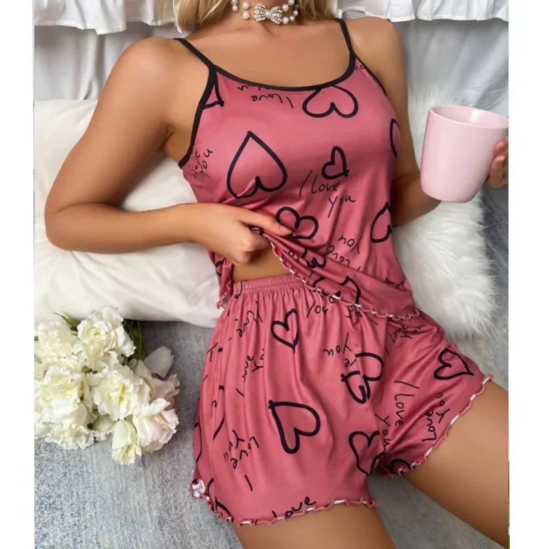 Pijamas Women Sexy Lingerie Set Sling Nightdress Silk Satin Sleepwear