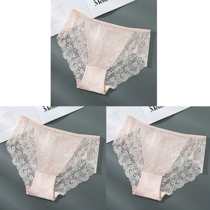 S-4XL Plus Size 3Pcs Lace Panties for Women Underwear