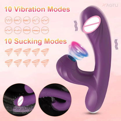 Clitoral Sucking G-spot Vibrator Dildo for Women Heating Nipple Vacuum