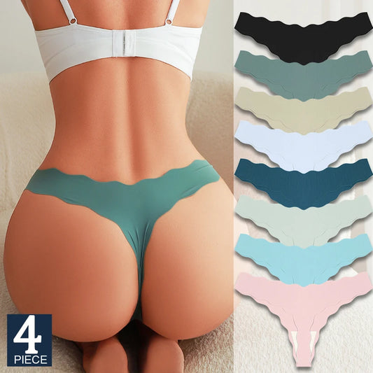 FINETOO 4Pcs Women's Sexy Panties Ice Silk Satin