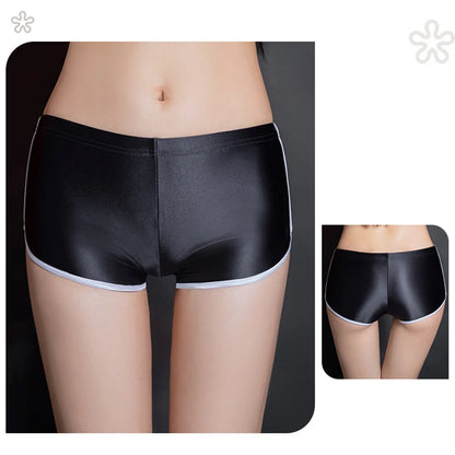 Sexy Lingerie Woman Body Oil Shiny Glossy Safety Short Pants