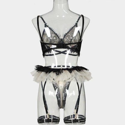MUZISKAT 2024 New Hot Sale Erotic Set Lace Pleated Skirt