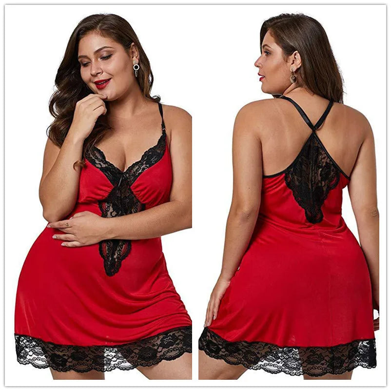 Sexy Lace Women's Nightwear BBW Night Dress Hollow Out