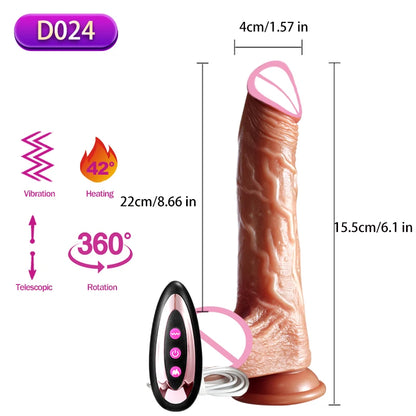 Realistic Vibration Dildo Telescopic Penis Anal Plug Vibration