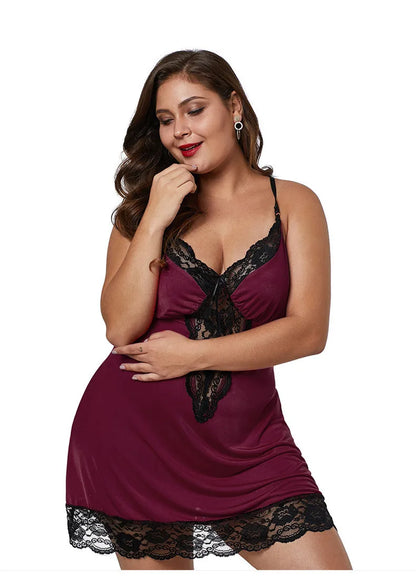 Sexy Lace Women's Nightwear BBW Night Dress Hollow Out