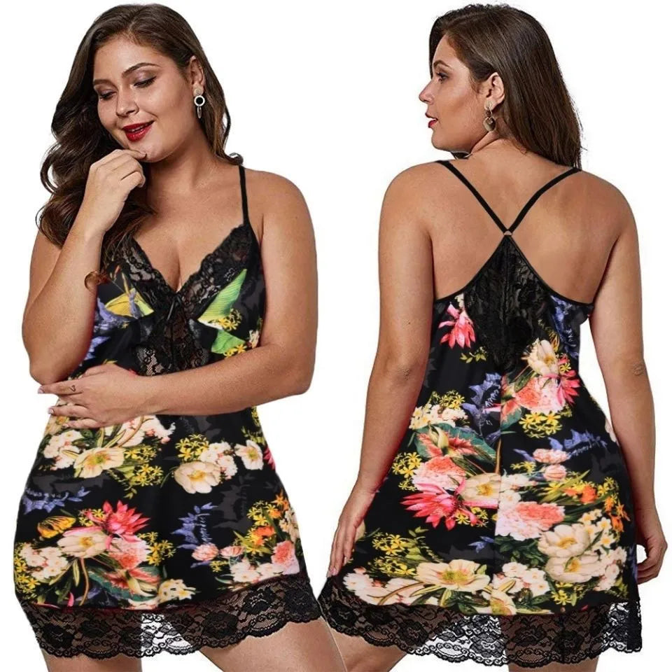 Sexy Lace Women's Nightwear BBW Night Dress Hollow Out