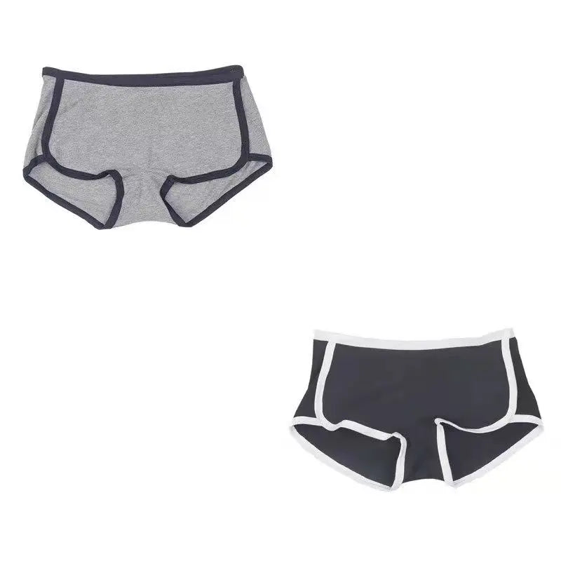 2pcs Set Comfortable Underwear Women Cotton Boyshort Briefs