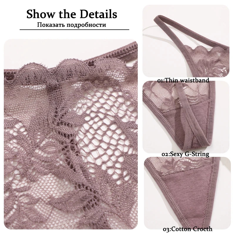 3Pcs/Set Women Sexy Thongs G-String Transparent Panties
