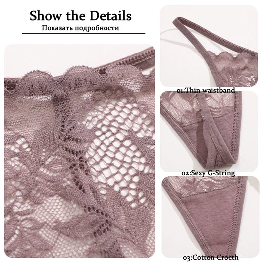 3Pcs/Set Women Sexy Thongs G-String Transparent Panties