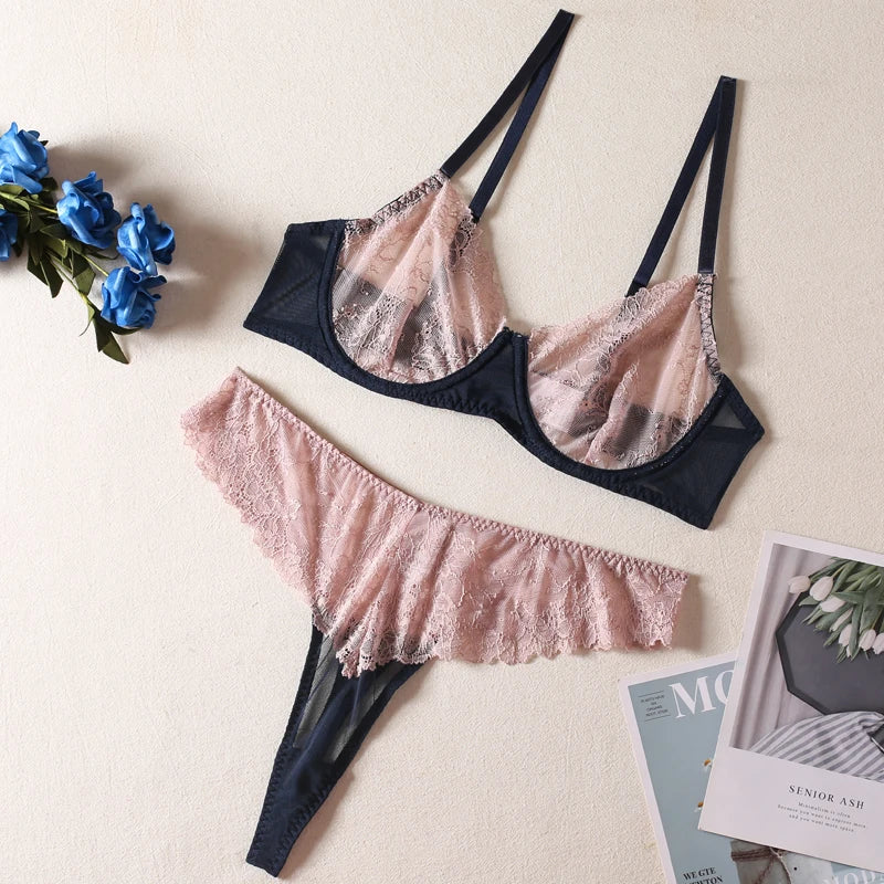 HIMEALAVO Sexy Lingerie Seamless Bra Sheer Lace