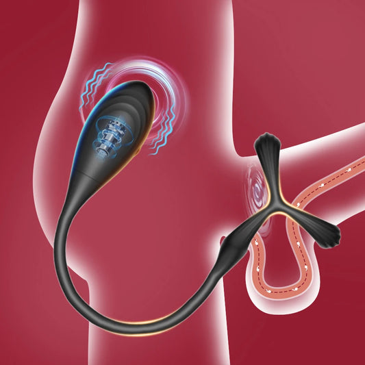 Prostate Massager W/Cock Ring Vibrator
