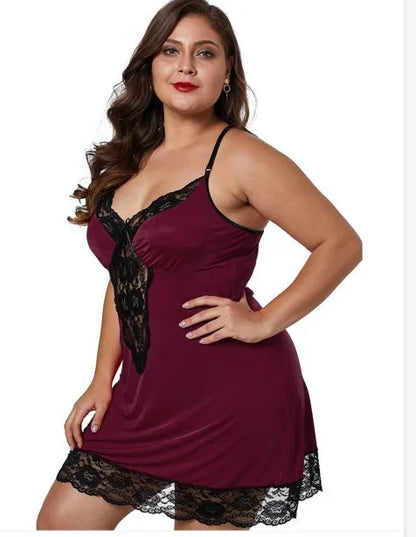 Sexy Lace Women's Nightwear BBW Night Dress Hollow Out
