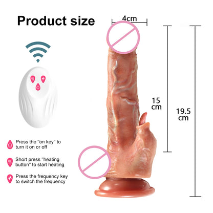 Thrusting Rotation Remote Control Dildo Vibrator Realistic Penis