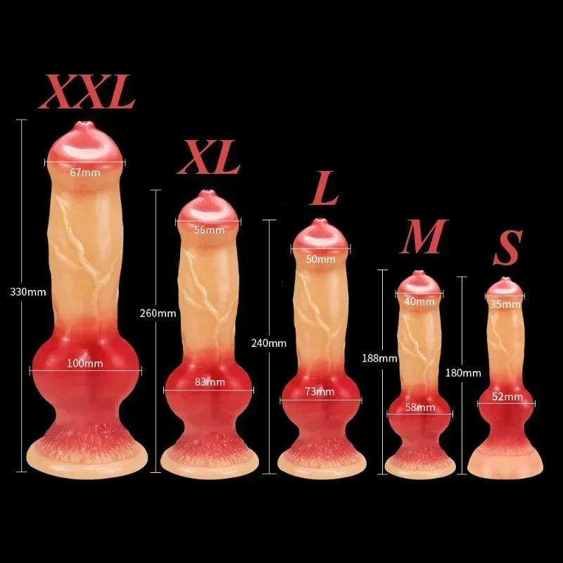 Realistic Huge Dog Dildo Anal Plug With Suction Cup Silicone