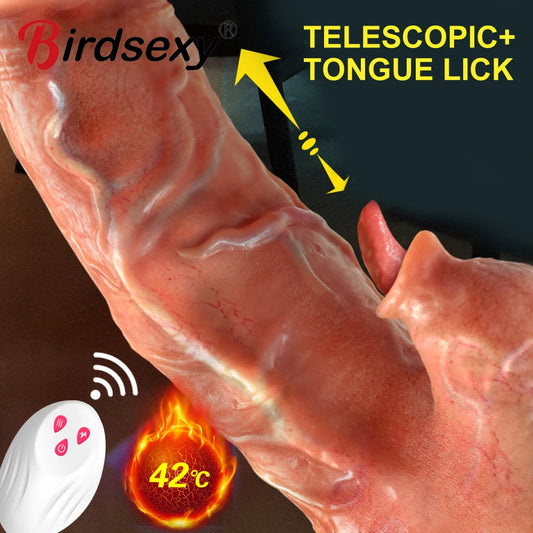 Thrusting Rotation Remote Control Dildo Vibrator Realistic Penis