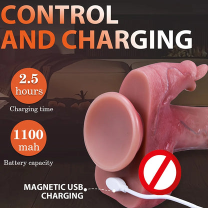 Realistic Thrust Dildo Tongue Licking Remote Control Vibrator