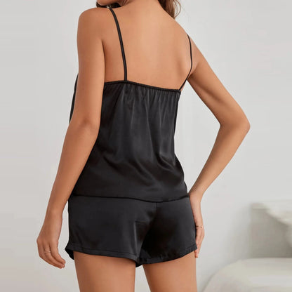 Sexy Plus Size Lingerie Satin Pajamas Cami Shorts Set