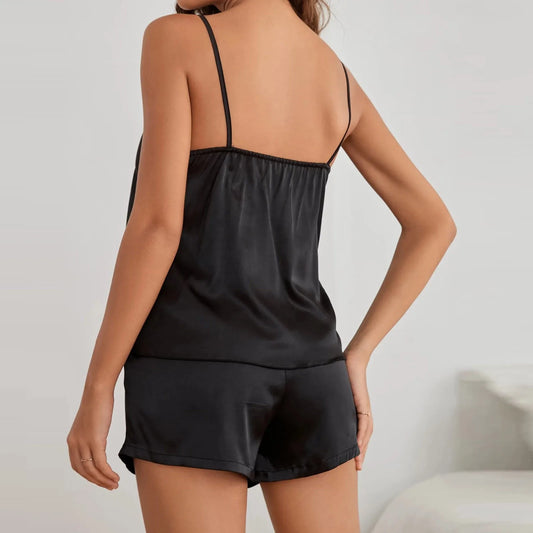 Sexy Plus Size Lingerie Satin Pajamas Cami Shorts Set