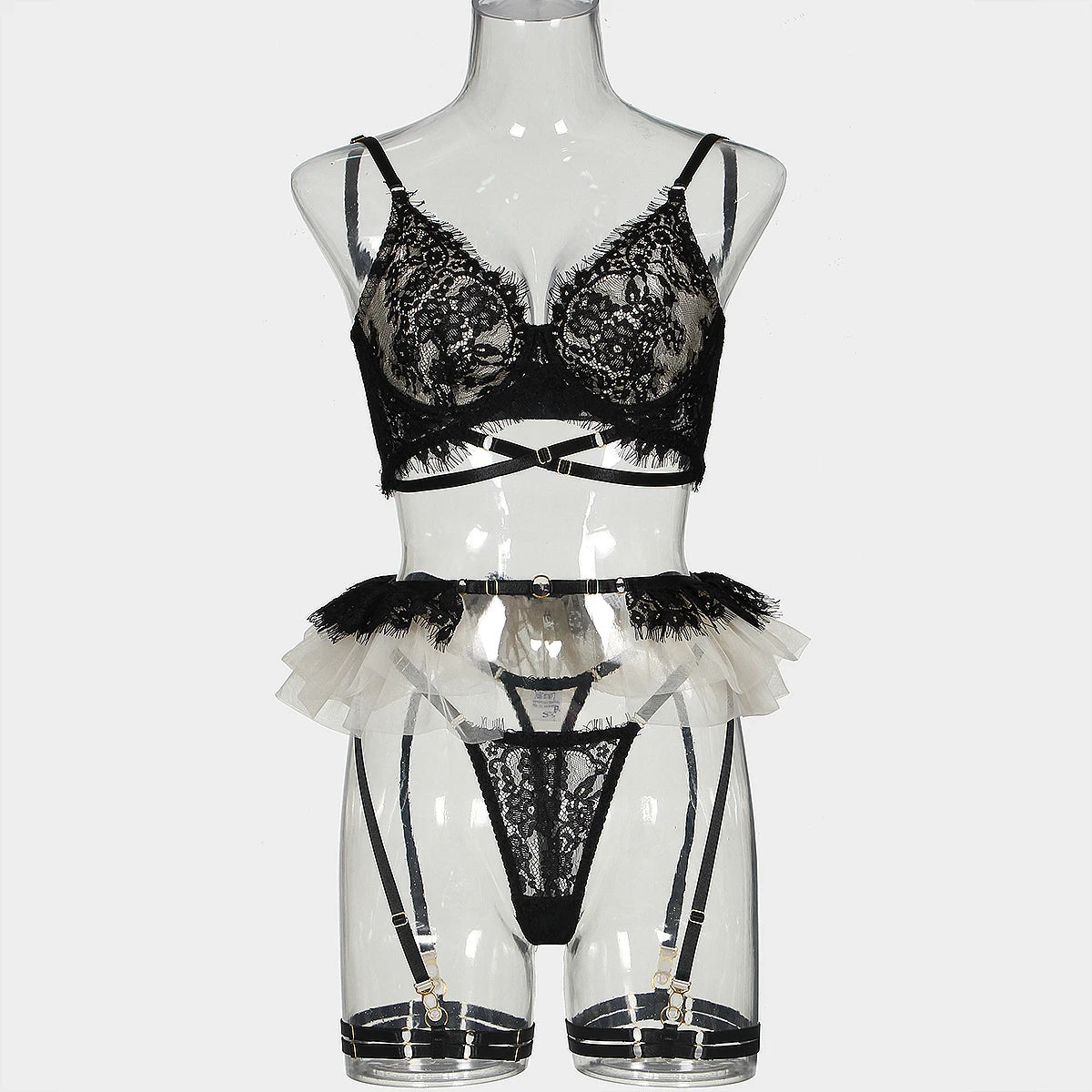 MUZISKAT 2024 New Hot Sale Erotic Set Lace Pleated Skirt