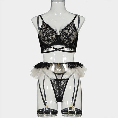MUZISKAT 2024 New Hot Sale Erotic Set Lace Pleated Skirt