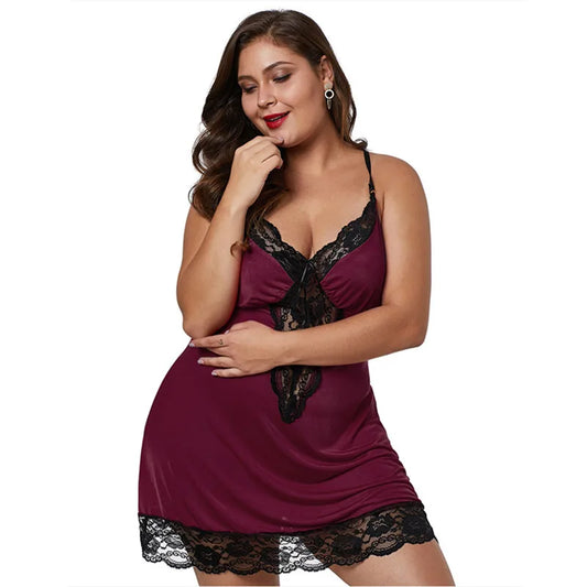 Sexy Lace Women's Nightwear BBW Night Dress Hollow Out