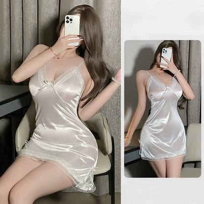 Satin Suspender Nightdress Thong Pajama
